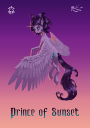 Size: 1920x2708 | Tagged: safe, artist:bultico, oc, oc only, oc:renard, alicorn, pony, alicorn oc, flying, gradient background, horn, male, solo, stallion, wings