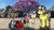 Size: 828x465 | Tagged: safe, artist:foxfer64_yt, oc, oc only, oc:foxfer, oc:silverstream (robot pony), oc:thunder (fl), oc:trackhead, oc:twostep, earth pony, original species, pegasus, pony, robot, robot pony, wheelpone, asking, car, confused, day, fear, female, festival, group, hawaii, male, mare, palindrome get, photo, shocked, shocked expression, shocked eyes, stallion, tree