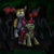 Size: 1695x1695 | Tagged: safe, artist:erinh18, apple bloom, oc, oc:ruby (story of the blanks), earth pony, pony, undead, zombie, zombie pony, story of the blanks, g4, female, filly, foal, forest, glowing, glowing eyes, nature, tree
