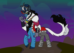 Size: 1414x1000 | Tagged: safe, artist:zetikoopa, grogar, king sombra, lord tirek, storm king, oc, oc:alastor, centaur, taur, g4, my little pony: the movie, colored horn, curved horn, fusion, fusion:grogar, fusion:king sombra, fusion:lord tirek, fusion:storm king, horn, male, sombra horn