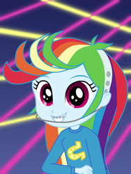 Size: 3000x4000 | Tagged: safe, artist:octosquish7260, rainbow dash, human, equestria girls, g4, my little pony: friendship is magic, parental glideance, adorkable, braces, cute, dashabetes, dork, equestria girls-ified, female, headgear, lights, orthodontic headgear, school photo, solo, wondercolts, younger