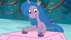 Size: 3072x1727 | Tagged: safe, screencap, izzy moonbow, pony, unicorn, equestria's got talent, g5, my little pony: tell your tale, spoiler:g5, spoiler:my little pony: tell your tale, spoiler:tyts01e69, eyebrows, female, frown, indonesian, mare, raised eyebrow, solo, subtitles