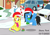 Size: 5625x3925 | Tagged: safe, artist:creedyboy124, oc, oc only, oc:michelle lightheart, oc:sarah lee, pegasus, pony, g4, candy, candy cane, car, christmas, clothes, duo, duo female, female, food, hat, holiday, mistletoe, santa hat, scarf, snow, snowpony, street, winter, wreath