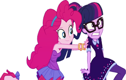 Size: 3956x2520 | Tagged: safe, edit, edited screencap, editor:homersimpson1983, screencap, pinkie pie, sci-twi, twilight sparkle, human, equestria girls, g4, background removed, clothes, dress, female, glasses, high heels, high res, not a vector, sci-twi outfits, shoes, simple background, transparent background