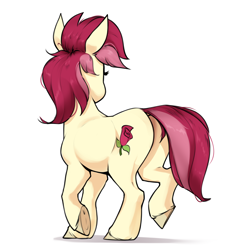 Size: 2180x2280 | Tagged: safe, artist:aquaticvibes, roseluck, earth pony, pony, g4, butt, female, high res, mare, plot, rosebutt, simple background, solo, unshorn fetlocks, white background