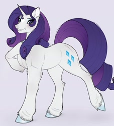 Size: 1622x1786 | Tagged: safe, artist:mayka-7, rarity, pony, unicorn, g4, female, hoof on chest, leg fluff, mare, redesign, solo, unshorn fetlocks