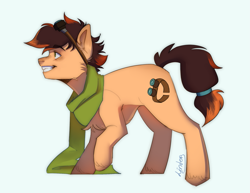 Size: 2005x1547 | Tagged: safe, oc, oc:keith reatlly, earth pony, pony, clothes, ears up, glasses, scarf, simple background, smiling, solo, trade, white background