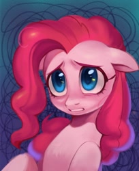 Size: 814x1000 | Tagged: safe, artist:switchsugar, pinkie pie, earth pony, pony, g4, bust, female, frown, mare, sad, solo