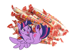 Size: 1024x759 | Tagged: safe, artist:cerulean-crow, twilight sparkle, alicorn, pony, g4, candy, female, food, real life background, smarties, solo, twilight sparkle (alicorn)