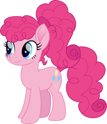 Size: 1382x1600 | Tagged: safe, artist:cloudy glow, pinkie pie, earth pony, pony, g4, 1959, alternate hairstyle, barbie, barbie hair, female, mare, movie accurate, ponytail, simple background, smiling, solo, transparent background, vector