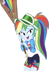 Size: 1733x2520 | Tagged: safe, edit, edited screencap, editor:mrtoonlover83, screencap, rainbow dash, human, equestria girls, equestria girls specials, g4, my little pony equestria girls: better together, my little pony equestria girls: sunset's backstage pass, background removed, clothes, female, legs, not a vector, paddle, shorts, simple background, solo, transparent background, visor cap