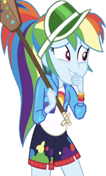 Size: 1507x2520 | Tagged: safe, edit, edited screencap, editor:mrtoonlover83, screencap, rainbow dash, human, equestria girls, g4, background removed, clothes, female, legs, not a vector, paddle, shorts, simple background, solo, transparent background, visor cap