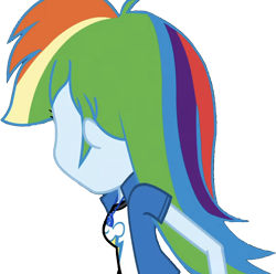 Size: 2542x2520 | Tagged: safe, edit, edited screencap, editor:homersimpson1983, screencap, rainbow dash, human, equestria girls, g4, arm, background removed, breasts, bust, clothes, collar, female, geode of super speed, hair, high res, magical geodes, not a vector, shirt, simple background, solo, t-shirt, teenager, transparent background, turned head