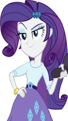 Size: 1421x2520 | Tagged: safe, edit, edited screencap, editor:homersimpson1983, screencap, rarity, human, equestria girls, g4, background removed, belt, blouse, bracelet, breasts, bust, clothes, eyebrows, female, hair, hair dryer, hairpin, hand on hip, holding, jewelry, makeup, not a vector, raised eyebrow, sassy, simple background, skirt, smiling, smirk, solo, teenager, transparent background
