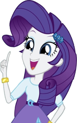 Size: 1577x2520 | Tagged: safe, edit, edited screencap, editor:homersimpson1983, screencap, rarity, human, equestria girls, g4, background removed, belt, blouse, breasts, bust, clothes, female, finger, hair, hairpin, hand on hip, makeup, not a vector, open mouth, open smile, pointing, simple background, skirt, smiling, solo, talking, teenager, teeth, transparent background