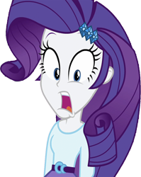 Size: 2009x2520 | Tagged: safe, edit, edited screencap, editor:homersimpson1983, screencap, rarity, human, equestria girls, g4, background removed, belt, blouse, breasts, bust, clothes, female, gasp, hair, hairpin, high res, jaw drop, not a vector, open mouth, simple background, skirt, solo, teenager, teeth, transparent background, wide eyes, wrong aspect ratio