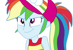 Size: 8680x5890 | Tagged: safe, artist:jadeharmony, rainbow dash, human, equestria girls, equestria girls specials, g4, my little pony equestria girls: better together, my little pony equestria girls: spring breakdown, absurd resolution, arms, bare shoulders, clothes, female, rainbow dash is best facemaker, shirt, simple background, sleeveless, sleeveless shirt, smiling, smirk, solo, transparent background