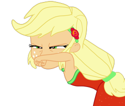 Size: 3850x3270 | Tagged: safe, anonymous artist, applejack, human, equestria girls, g4, armpits, bare shoulders, clothes, dress, female, high res, simple background, sleeveless, sleeveless dress, solo, transparent background