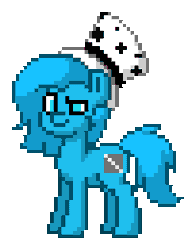 Size: 204x260 | Tagged: safe, oc, oc only, oc:lisa, earth pony, pony, pony town, animated, blue eyes, blue pony, cutie mark, earth pony oc, female, happy, hat, one eye closed, pixel art, simple background, smiling, solo, transparent background, wink