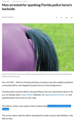Size: 1016x1664 | Tagged: safe, edit, izzy moonbow, horse, g5, butt, florida man, headline, hoers, humor, implied spanking, irl, irl horse, news, photo, plot, recolored hoers