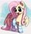 Size: 1524x1668 | Tagged: safe, artist:dotkwa, fluttershy, pegasus, pony, clothes, cute, female, looking at something, looking down, mare, open mouth, open smile, raised hoof, shyabetes, smiling, socks, solo, striped socks