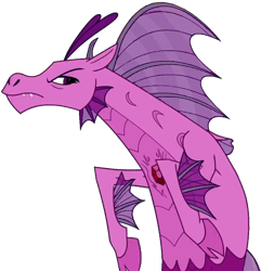Size: 960x996 | Tagged: safe, edit, edited screencap, screencap, aria blaze, siren, g4, shadow play, 2d, aria blaze is not amused, background removed, cloven hooves, female, looking left, pink eyes, pink skin, png, simple background, solo, transparent background, unamused