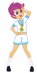 Size: 1900x3745 | Tagged: safe, artist:gmaplay, scootaloo, human, equestria girls, g4, clothes, pretty sailor crew, school uniform, simple background, solo, transparent background