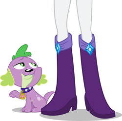 Size: 1024x1016 | Tagged: safe, artist:fangz17, rarity, spike, dog, human, equestria girls, g4, boots, boots shot, clothes, cropped, duo, high heel boots, legs, pictures of legs, shoes, simple background, spike the dog, white background