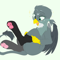 Size: 2000x2000 | Tagged: safe, artist:thieftea, gabby, griffon, g4, clothes, high res, paw pads, socks, solo, stockings, thigh highs, wings