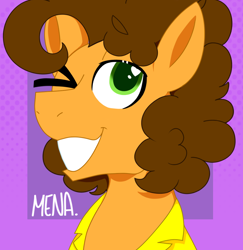 Size: 958x987 | Tagged: safe, artist:dsstoner, cheese sandwich, earth pony, pony, g4, bust, heart, heart eyes, male, one eye closed, portrait, smiling, solo, stallion, wingding eyes, wink