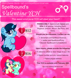Size: 1818x2000 | Tagged: safe, artist:spellboundcanvas, bon bon, lyra heartstrings, sweetie drops, g4, commission, cute, hearts and hooves day, holiday, smol, valentine's day, your character here
