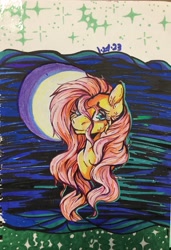 Size: 2595x3784 | Tagged: safe, artist:sweetmelon556, fluttershy, pony, g4, bust, cheek fluff, cute, daaaaaaaaaaaw, female, high res, looking at you, mare, portrait, shyabetes, solo, stray strand, three quarter view, traditional art