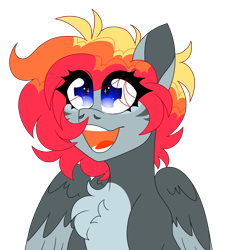 Size: 5146x5519 | Tagged: safe, artist:crazysketch101, oc, oc only, oc:crazy looncrest, pegasus, pony, chest fluff, open mouth, simple background, solo, transparent background
