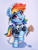Size: 1375x1800 | Tagged: safe, artist:zeepheru_pone, rainbow dash, pegasus, pony, g4, blushing, bow, cheek fluff, clothes, cute, dashabetes, duster, ear fluff, eyebrows, eyebrows visible through hair, female, looking at you, maid, maid headdress, mare, puffy sleeves, rainbow dash always dresses in style, rainbow maid, simple background, smiling, solo, stockings, thigh highs, wing hold, wings