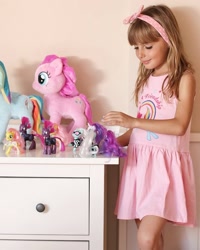 Size: 1066x1331 | Tagged: safe, fluttershy, pinkie pie, rainbow dash, rarity, tempest shadow, human, pegasus, pony, unicorn, g4, child, clothes, dress, female, irl, irl human, photo, plushie, target demographic