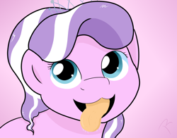 Size: 1380x1080 | Tagged: safe, artist:reinbou, diamond tiara, earth pony, pony, g4, simple background, solo, tongue out