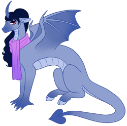 Size: 2182x2169 | Tagged: safe, artist:s0ftserve, oc, dracony, dragon, hybrid, clothes, magical lesbian spawn, offspring, parent:princess ember, parent:rarity, parents:emberity, scarf, simple background, solo, transparent background