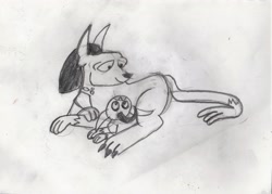 Size: 3208x2293 | Tagged: safe, artist:toon-n-crossover, ahuizotl, oc, oc only, oc:netlamatchti, ahuizotl (species), dog, baby, cute, high res, infant, monochrome, puppy, sketchbook, traditional art, young