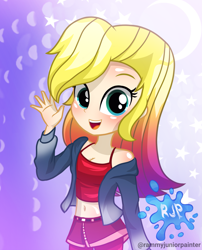 Size: 2015x2490 | Tagged: safe, artist:rjp.rammy, oc, oc:angelina moonlight, human, equestria girls, g4, belly, clothes, female, high res, jacket, light skin, midriff, solo