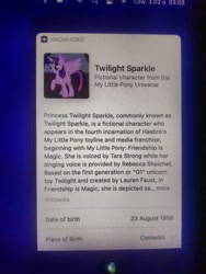 Size: 3024x4032 | Tagged: safe, twilight sparkle, alicorn, pony, g4, computer, laptop computer, macbook, photo, siri, twilight sparkle (alicorn)