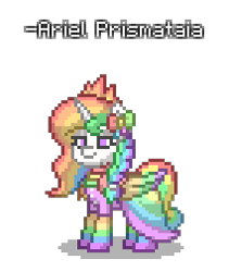 Size: 213x252 | Tagged: safe, artist:dematrix, oc, oc only, oc:ariel prismataia, alicorn, pony, pony town, clothes, colorful, dork, dress, female, mare, simple background, solo, transparent background