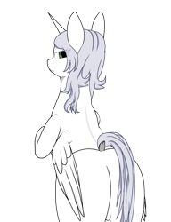 Size: 2000x2600 | Tagged: artist needed, source needed, safe, oc, oc only, oc:κασσάνδρα, alicorn, pony, alicorn oc, butt, featureless crotch, high res, horn, plot, simple background, solo, transparent background, wings