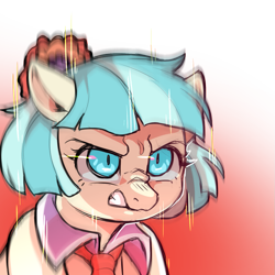 Size: 1159x1159 | Tagged: safe, artist:cold-blooded-twilight, coco pommel, earth pony, pony, g4, angry, death stare, frown, gritted teeth, rage, shaking, simple background, teeth, transparent background