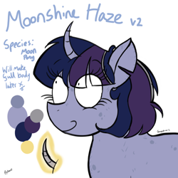 Size: 1080x1080 | Tagged: safe, oc, oc only, oc:moonshine haze, original species, pony, female, reference sheet, simple background, solo, white background