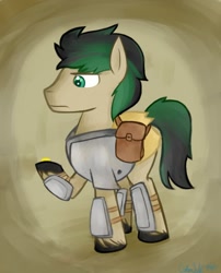 Size: 1280x1586 | Tagged: safe, artist:cottonsulk, oc, oc only, oc:night linger, pony, armor, male, solo, stallion