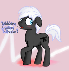 Size: 500x516 | Tagged: safe, artist:cottonsulk, oc, oc only, oc:patience, earth pony, pony, blushing, crossed hooves, ears back, looking away, male, nervous, pi, shy, solo, stallion