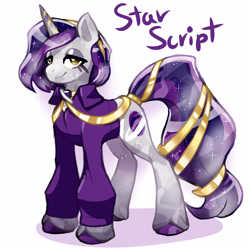 Size: 3000x3000 | Tagged: safe, artist:poole, oc, oc only, oc:star script, crystal pony, pony, unicorn, crystal pony oc, high res, simple background, solo, white background