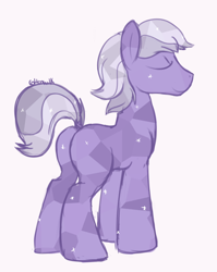 Size: 590x743 | Tagged: safe, artist:cottonsulk, crystal pony, earth pony, pony, armor, butt, crystal guard, crystal guard armor, dock, eyes closed, male, pink background, plot, simple background, solo, stallion, tail