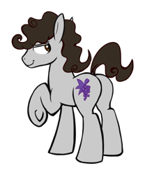Size: 478x547 | Tagged: safe, artist:cottonsulk, oc, oc only, earth pony, pony, butt, looking back, male, plot, raised leg, simple background, solo, stallion, white background