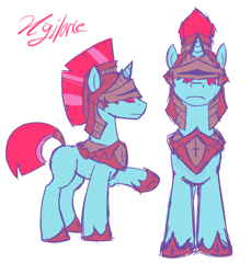 Size: 500x546 | Tagged: safe, artist:cottonsulk, oc, oc only, oc:vigilance, pony, armor, concave belly, helmet, male, simple background, solo, stallion, white background